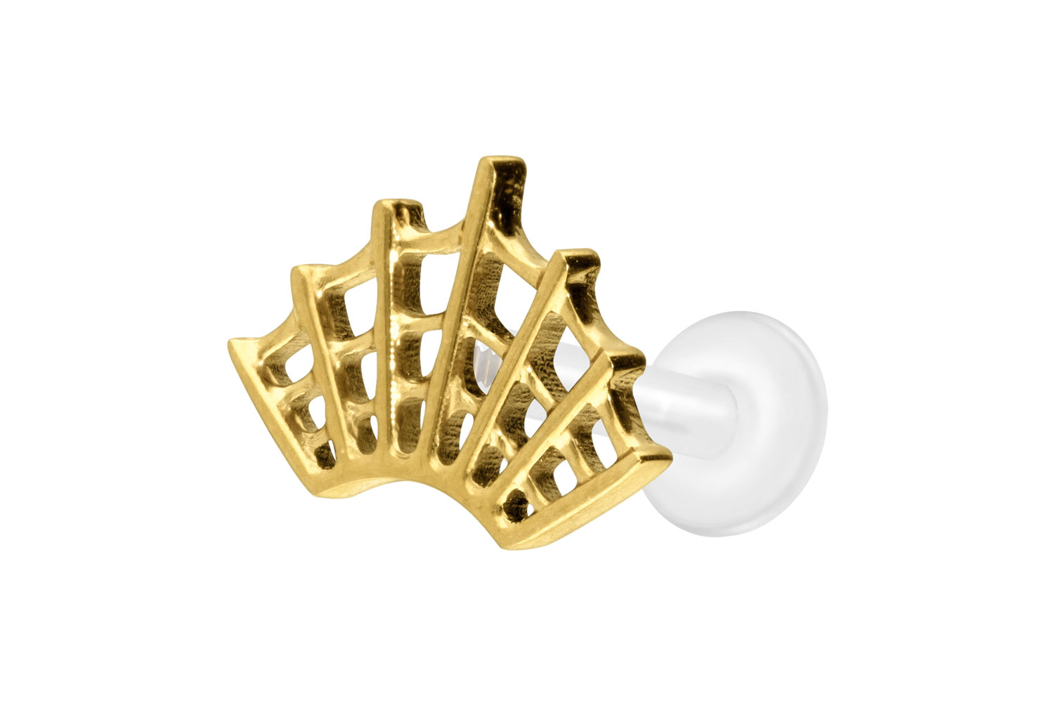 PTFE Labret Piercing mit Innengewinde + Titan-Aufsatz SPINNENNETZ